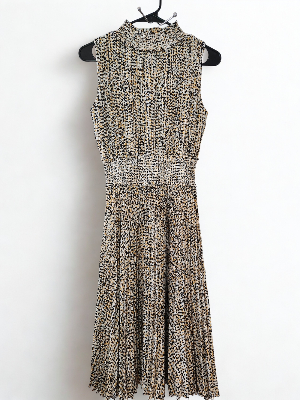 Nanette Lepore Sleeveless Smocked Midi Dress - Black & Yellow